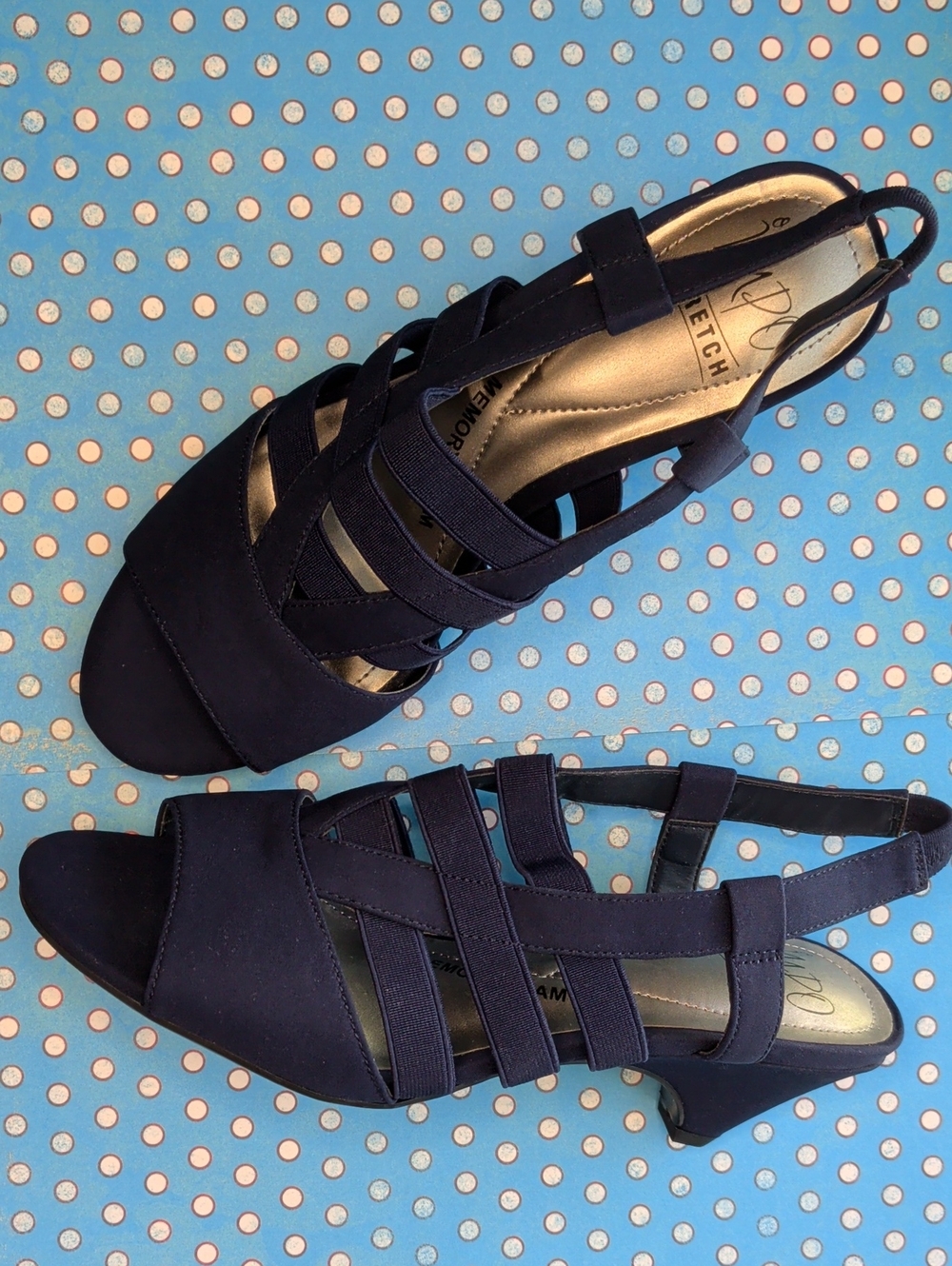 Impo "Elda" Navy Strappy Slingback Heels
